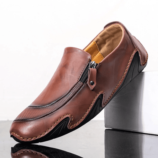 🔥Hot Sale🎁--35% OFF 🎉 Mens Non Slip Comfy Soft Sole Casual Zipper Leather Loafers