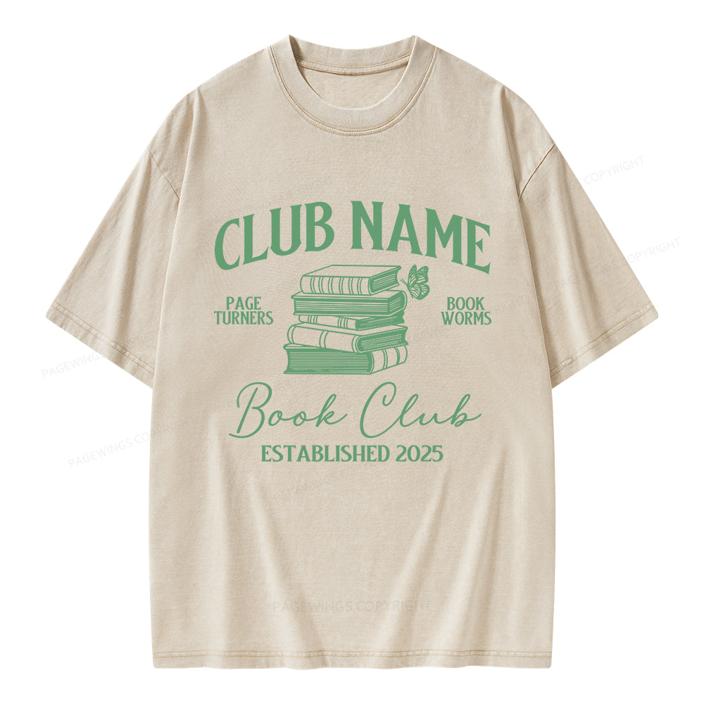Pagewings Personalized Book Club  Unisex Washed T-shirt