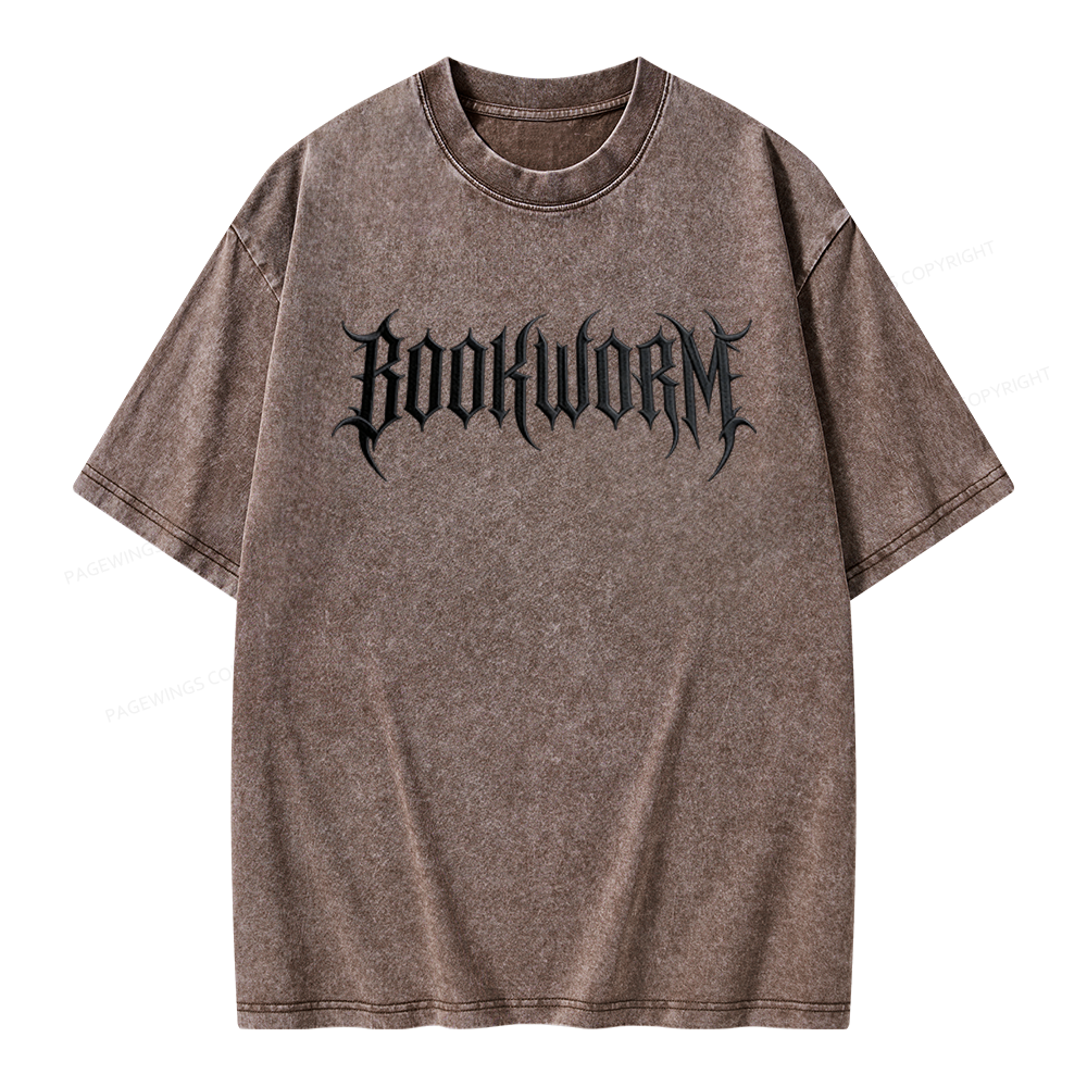 Pagewings Embroidered Bookworm Unisex Washed T-shirt