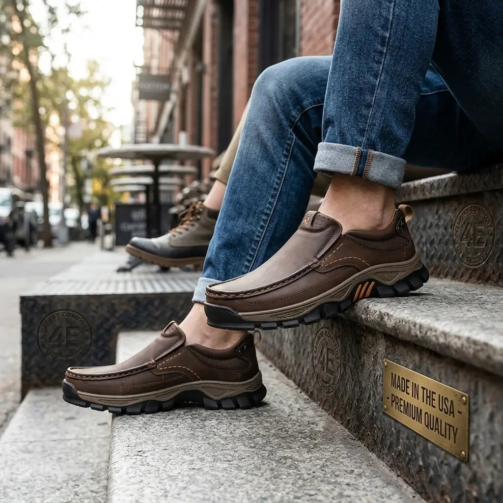 ⏰Promotion 50% OFF - Men's Orthopedic Comfortable Casual Genuine Leather Slip On Loafers