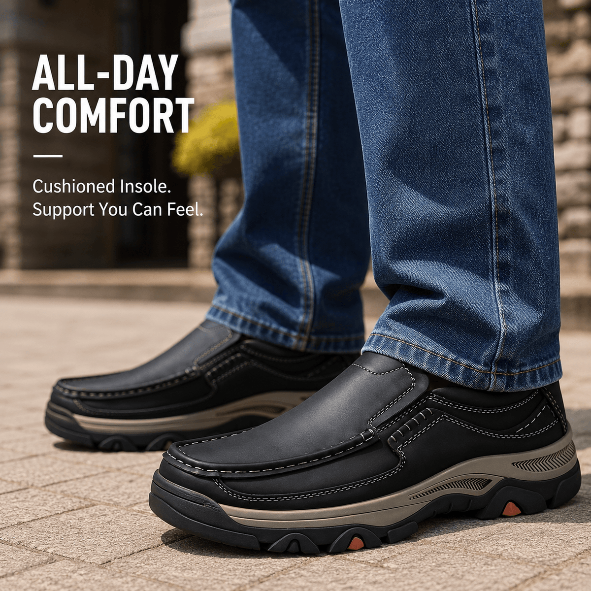 ⏰Promotion 50% OFF - Men’s Comfort Orthopedic Leather Slip-On Loafers — Easy On & Arch Support