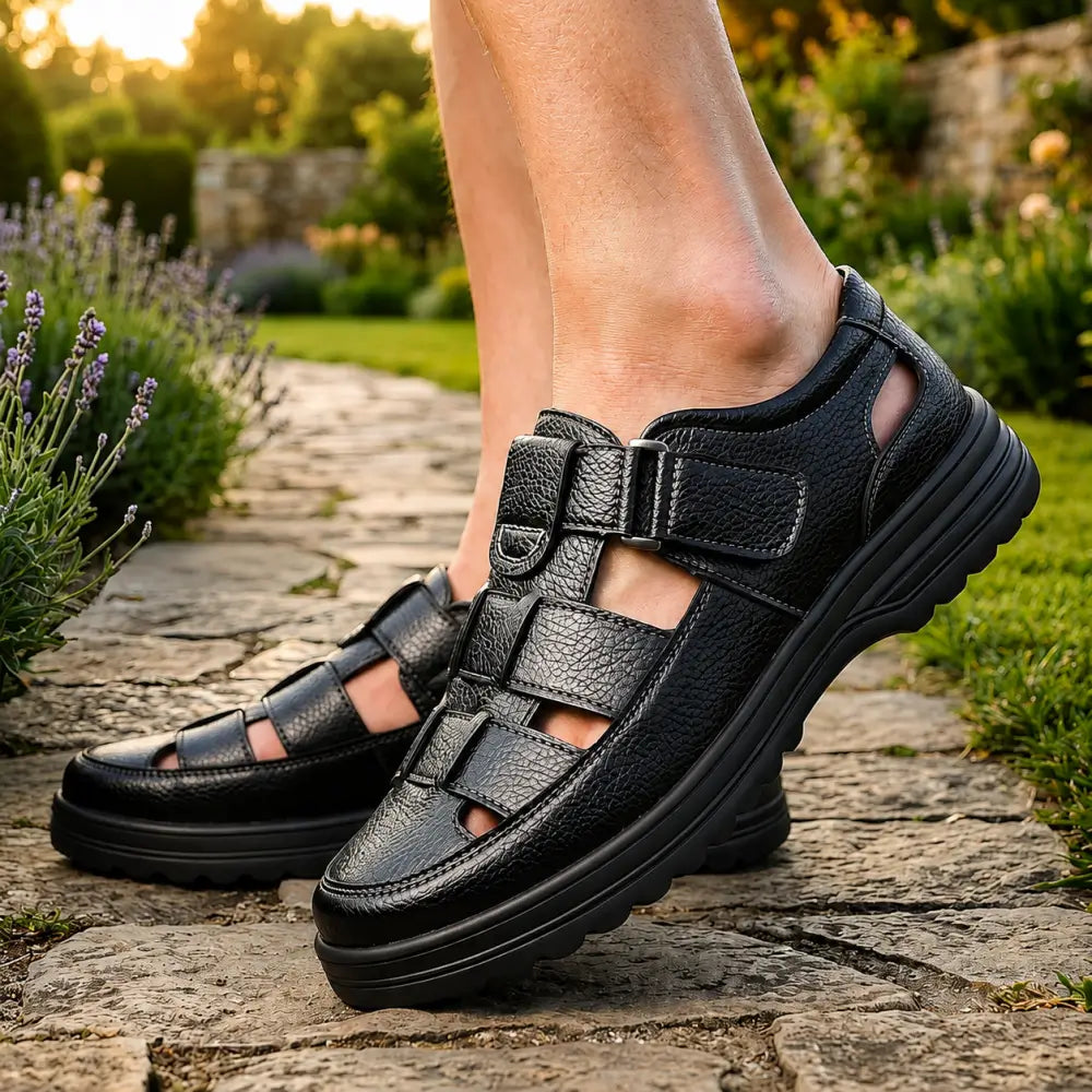 ⏰Today Only – 50% OFF🔥COMFYMORE® Men's Summer Genuine Leather Breathable Closed Toe Sandals