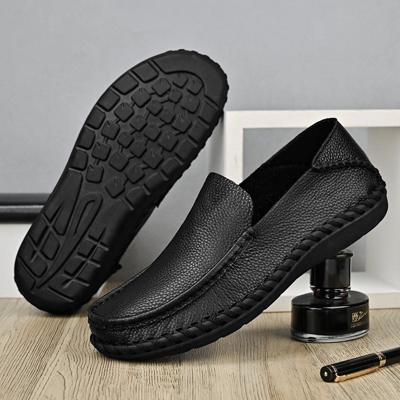 Comfymore™ Mens Genuine Leather Casual Business Slip On Shoes Fashion Slippers
