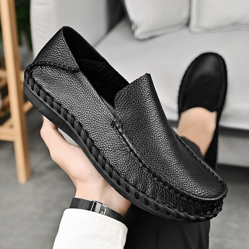 Comfymore™ Mens Genuine Leather Casual Business Slip On Shoes Fashion Slippers