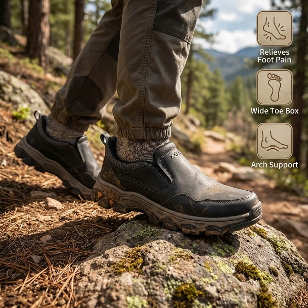 ⏰Promotion 50% OFF - Men's Genuine Leather Hands-Free Slip-On Loafers with Arch Support