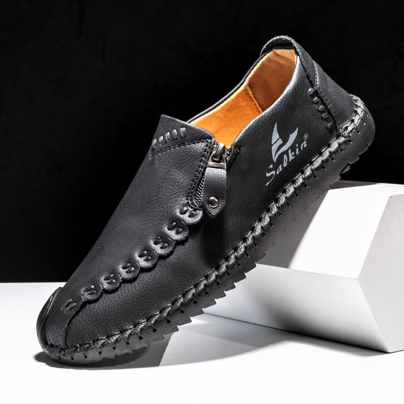 (🎁Free Orthotic Insoles🔥)Men’s Orthopedic Leather Slip-On Loafers – Arch Support, Non-Slip Sole, Wide Toe Box & Cushioned Insoles