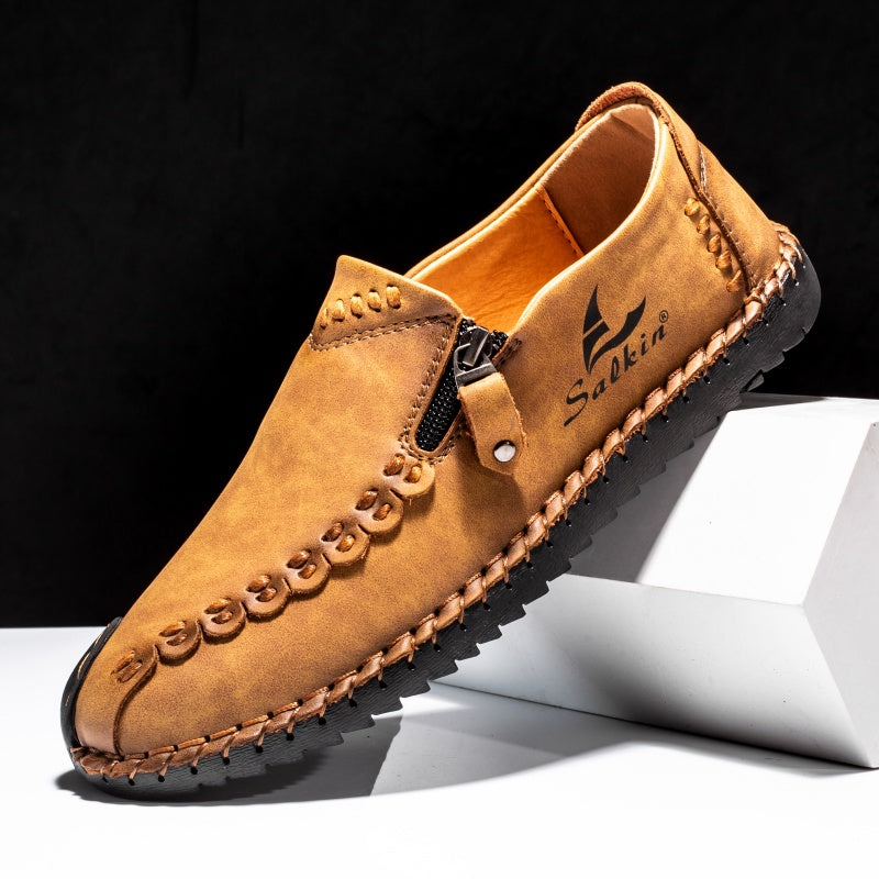 (🎁Free Orthotic Insoles🔥)Men’s Orthopedic Leather Slip-On Loafers – Arch Support, Non-Slip Sole, Wide Toe Box & Cushioned Insoles