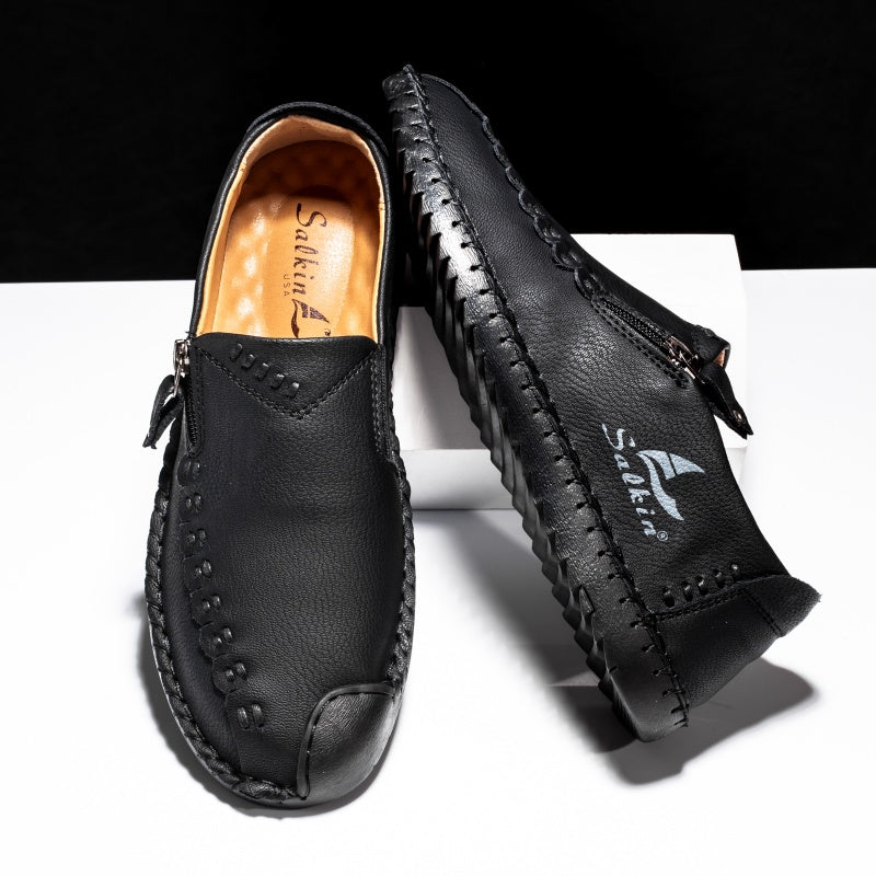 (🎁Free Orthotic Insoles🔥)Men’s Orthopedic Leather Slip-On Loafers – Arch Support, Non-Slip Sole, Wide Toe Box & Cushioned Insoles