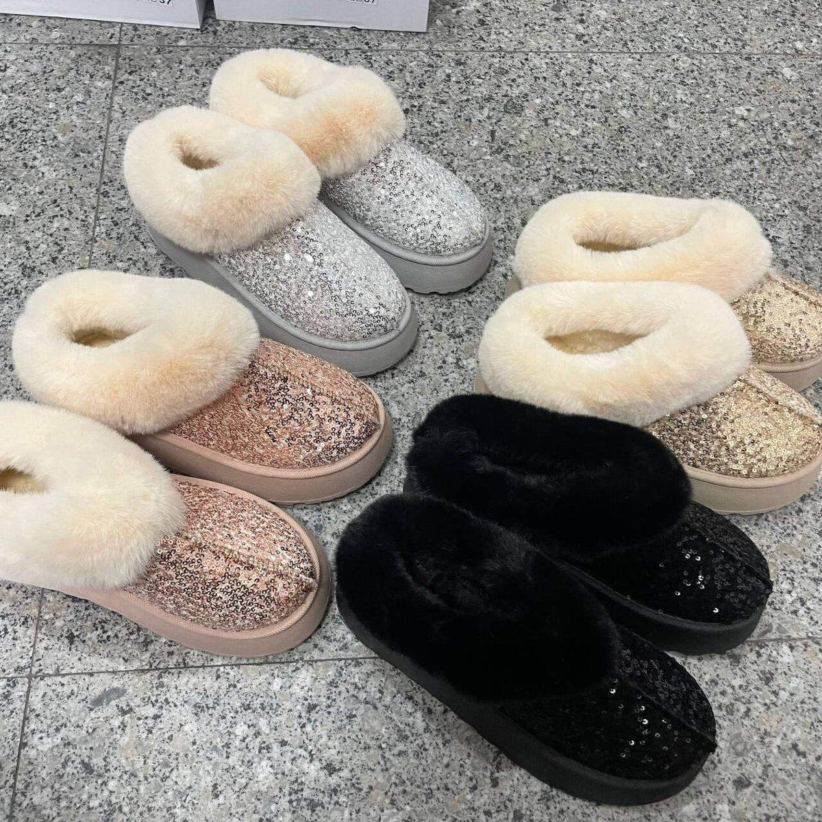 Indoor/Outdoor Thickened Sequined Comfortable Cotton Shoes