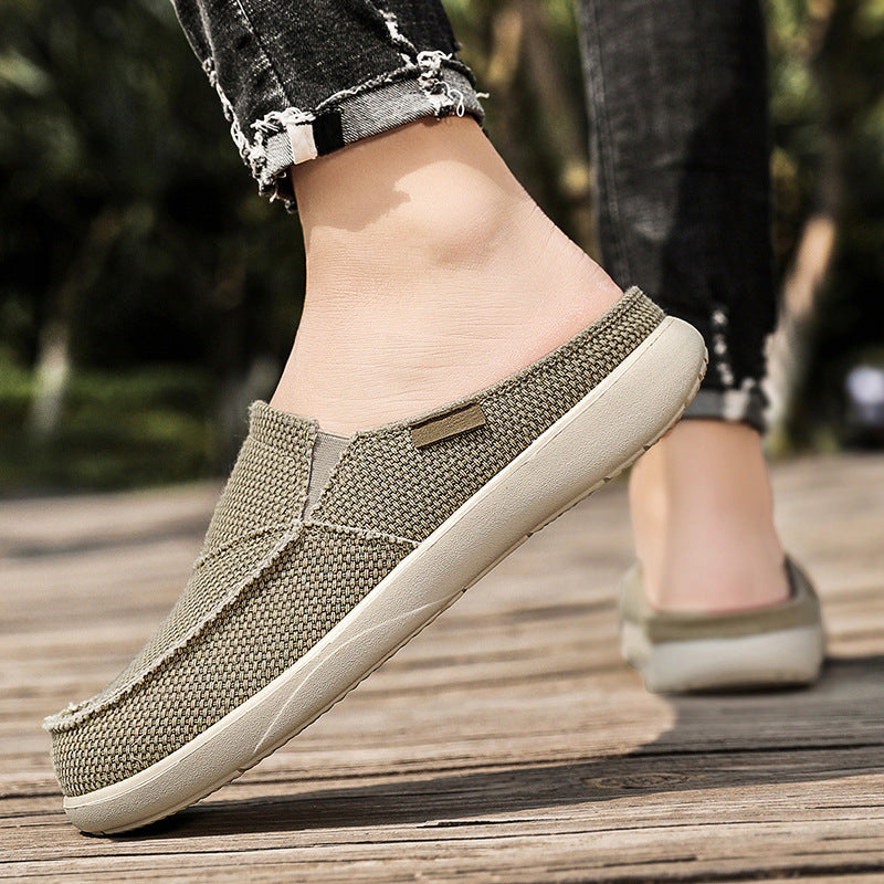 Mens Comfort Breathable Arch Support Casual Slip On Canvas Slippers