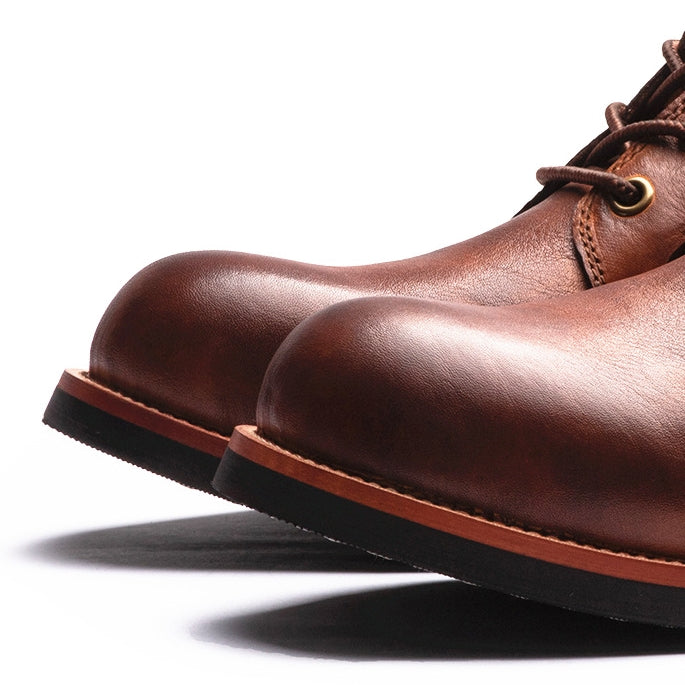 COMFYMORE™ Mens Genuine Leather Waterproof Non-slip Arch Support Hiking Casual Chukka Boots