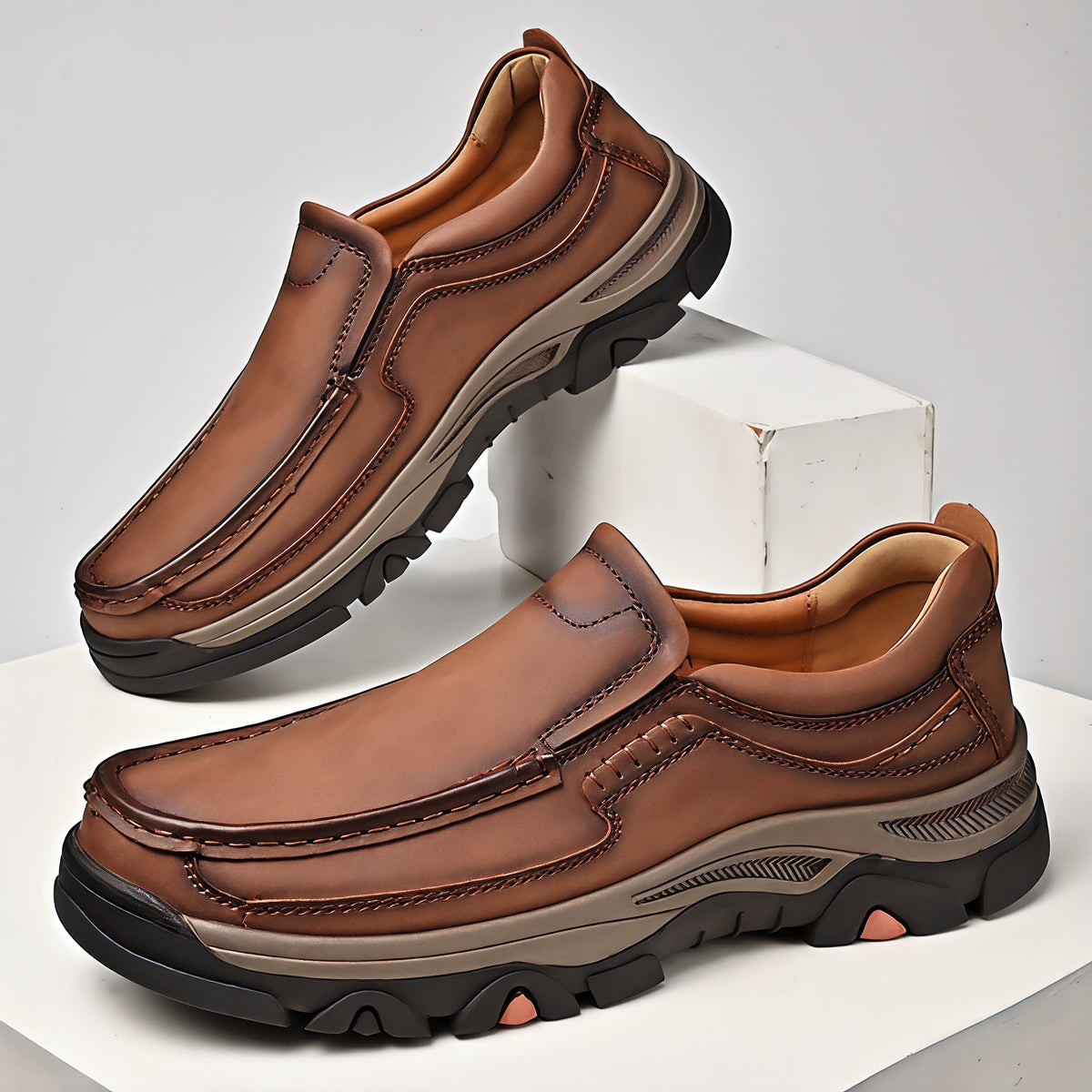 ⏰Promotion 50% OFF - Men’s Orthopedic Supportive Hands Free Slip-On Leather Loafers