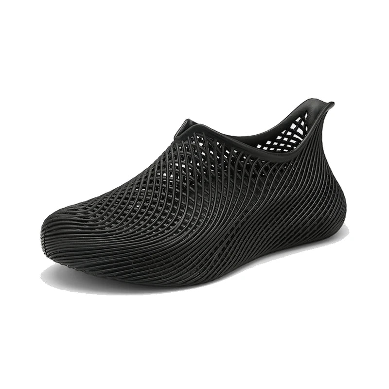 Black Breathable Slip-On Water Shoes – Lightweight Quick-Dry Casual Shoes for Beach
