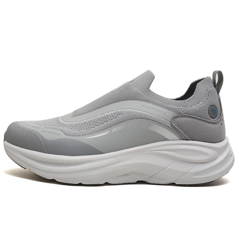 Light Gray Slip-On Running Style Shoes – Breathable Soft Sole Sneakers with Cushioning for Walking & Casual Wear