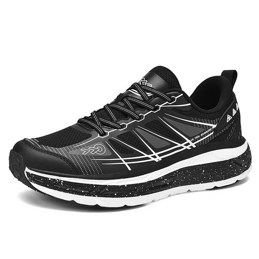 Black Breathable Running Sneakers – Shock-Absorbing Soft Sole Walking Shoes with Durable Wear-Resistant Outsole
