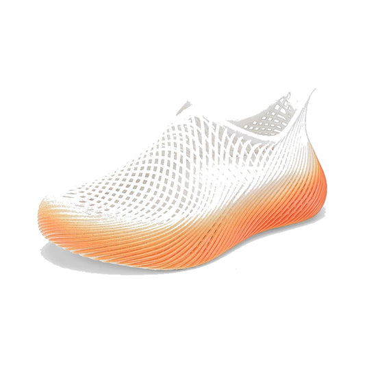 White & Orange Gradient Water Shoes – Breathable Lightweight Slip-On Quick-Dry Shoes