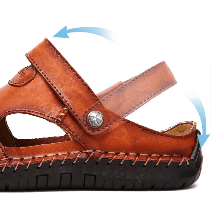 🔥Hot Sale🎁--50% OFF 🎉 Mens Casual Comfy Soft Sole Non-Slip Closed Toe Leather Sandals