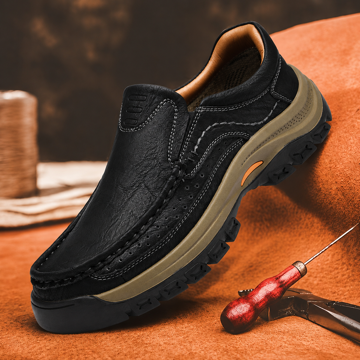 Orthopedic Walk-All-Day Loafers: Wide Toe Box & Premium Arch Support - Men's Leather Casual Shoes