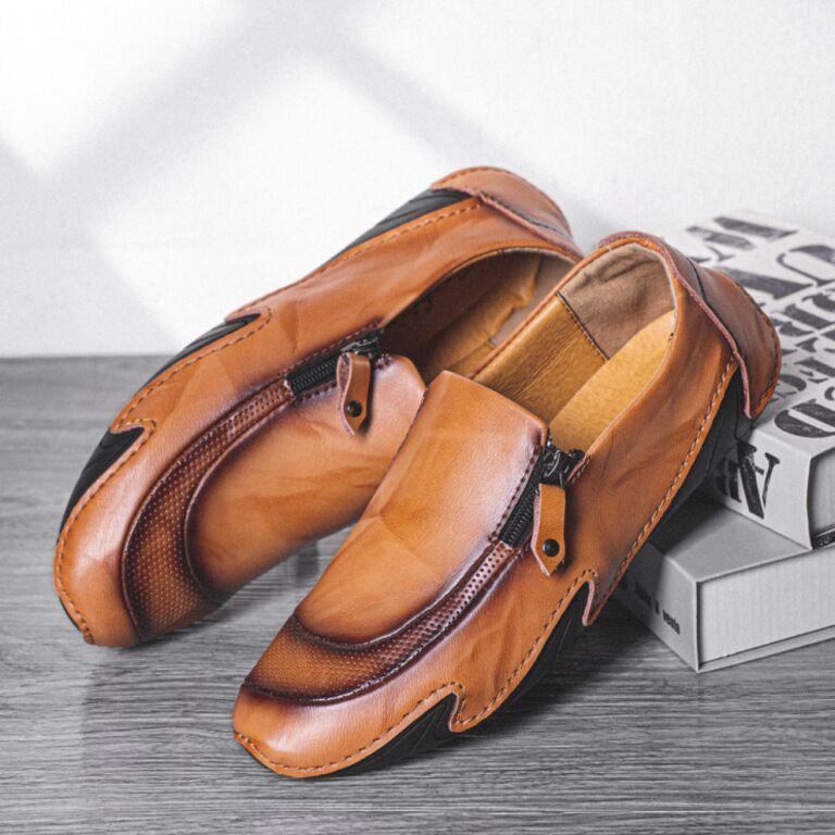 🔥Hot Sale🎁--35% OFF 🎉 Mens Non Slip Comfy Soft Sole Casual Zipper Leather Loafers