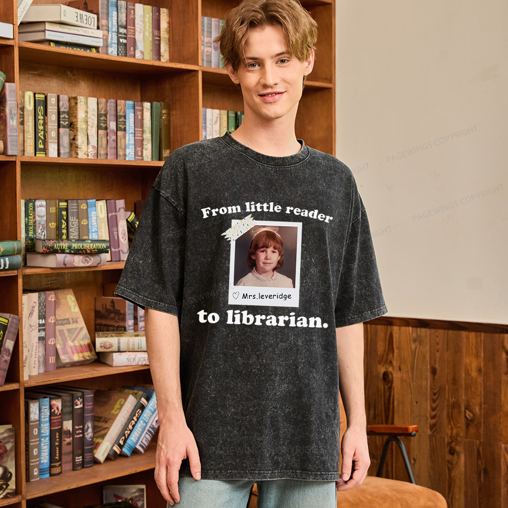 Pagewings Personalized Photo From Little Reader Unisex Washed T-shirt