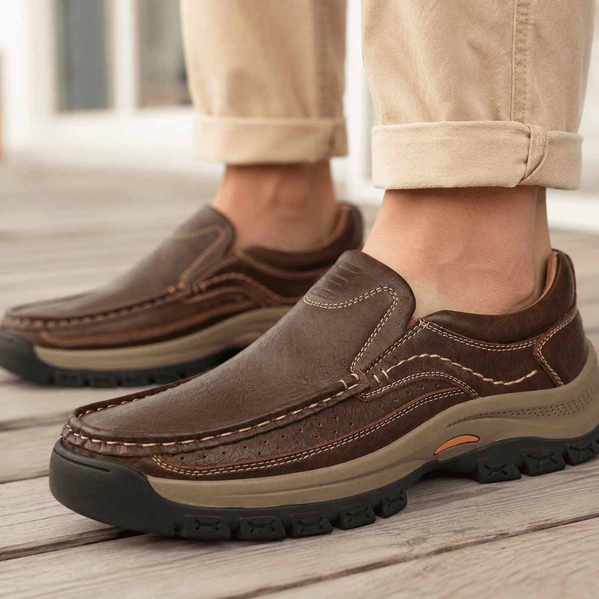 Orthopedic Walk-All-Day Loafers: Wide Toe Box & Premium Arch Support - Men's Leather Casual Shoes