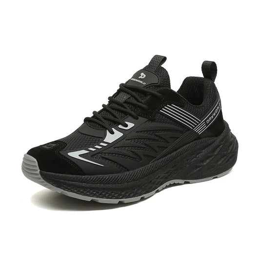 Black Breathable Running Shoes – Soft Sole Shock-Absorbing Sneakers with Wear-Resistant Outsole for Walking & Daily Wear - oscloudgo