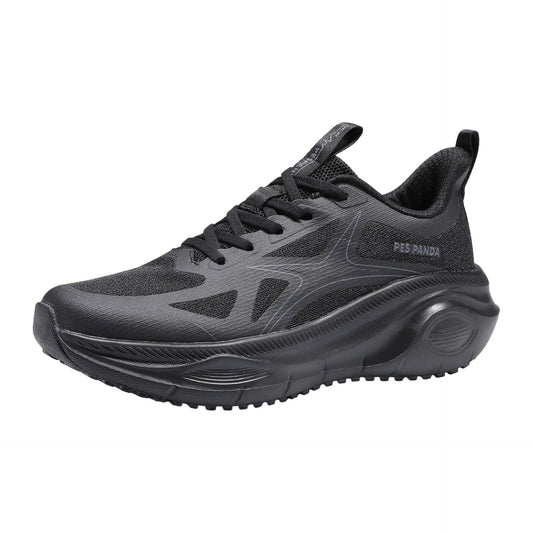 Black Breathable Running Sneakers – Soft Sole Shock-Absorbing Walking Shoes with Durable Wear-Resistant Outsole - oscloudgo