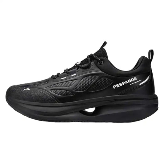 Black Breathable Running Sneakers – Soft Sole Shock-Absorbing Walking Shoes with Durable Wear-Resistant Outsole - oscloudgo