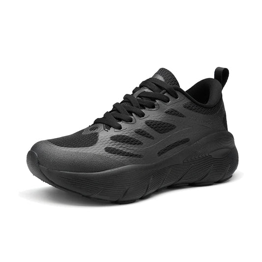 Black Shock-Absorbing Running Sneakers – Cushioned Breathable Walking Shoes for Running, Work & Everyday Wear - oscloudgo