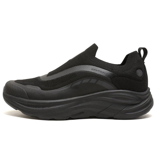 Black Slip-On Sneakers – Lightweight Breathable Walking Shoes with Soft Sole and Shock-Absorbing Support - oscloudgo