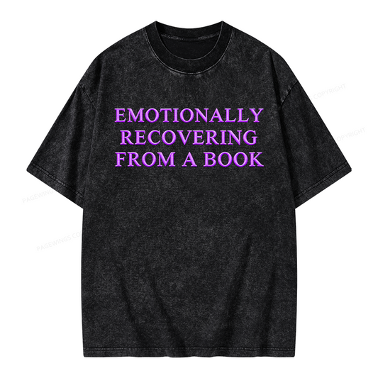 Pagewings Embroidered Emotionally Recovering From a Book Unisex Washed T-shirt