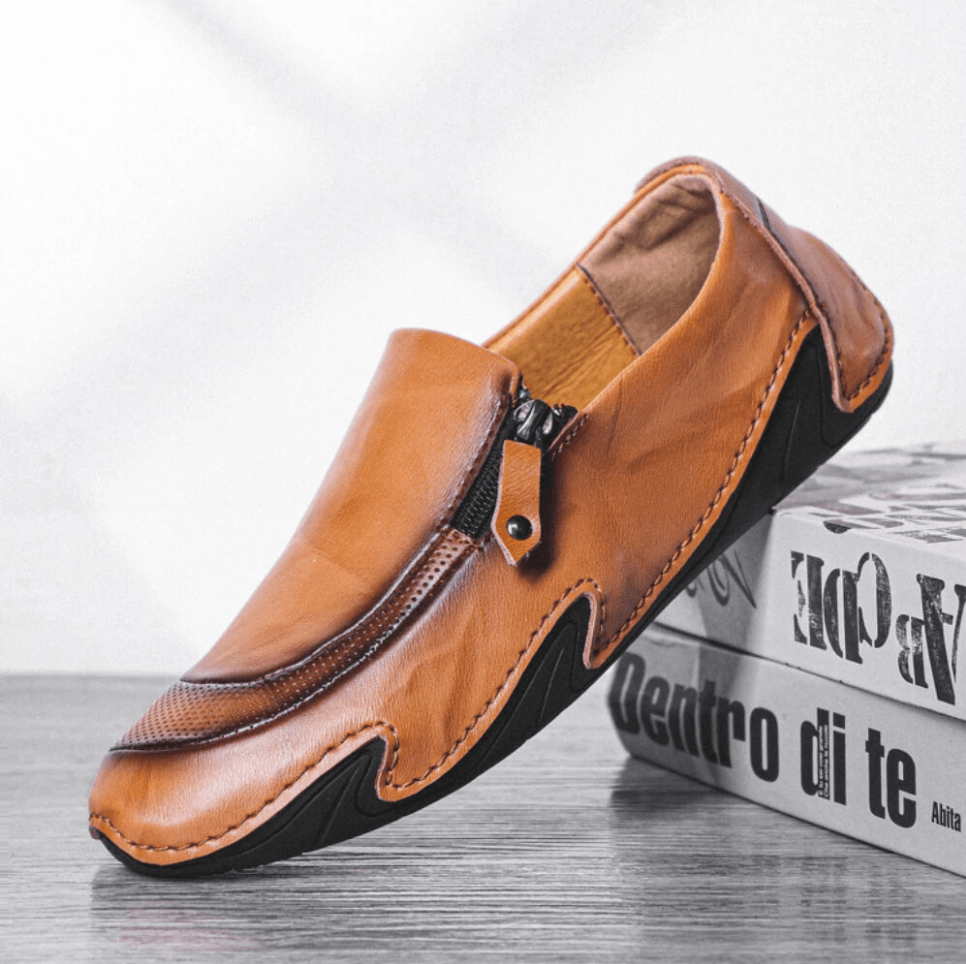🔥Hot Sale🎁--35% OFF 🎉 Mens Non Slip Comfy Soft Sole Casual Zipper Leather Loafers