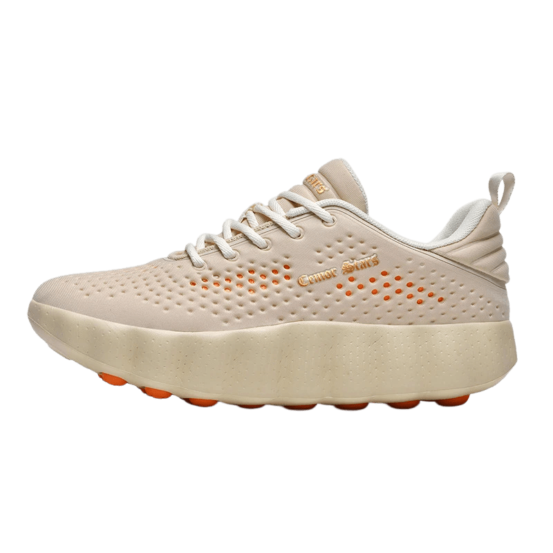 Cemor Stars Air Cushion Casual Sneakers – Lightweight Breathable Walking Shoes in Cream Beige - oscloudgo