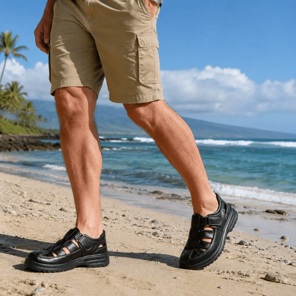 ⏰Today Only – 50% OFF 🔥COMFYMORE® Men's Summer Genuine Leather Breathable Closed Toe Sandals