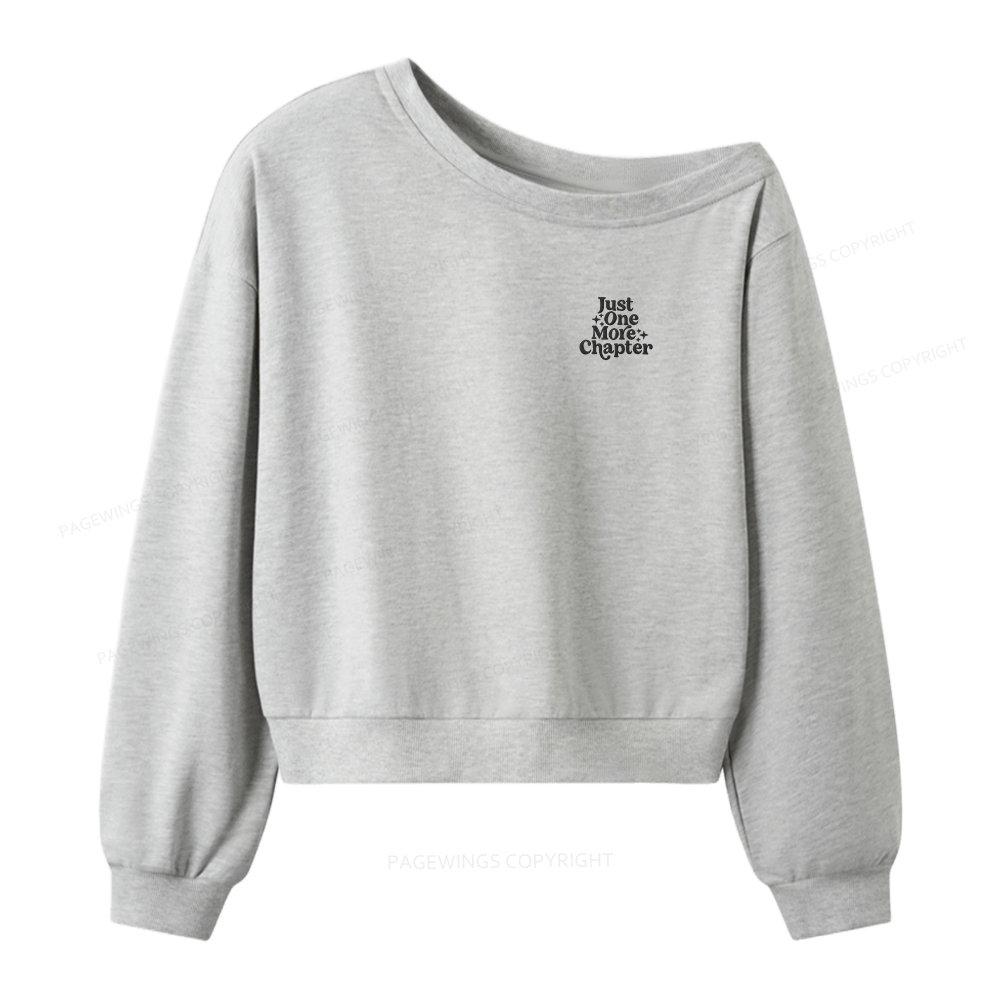 Pagewings Embroidered Just One More Chapter Women Off Shoulder Sweatshirt