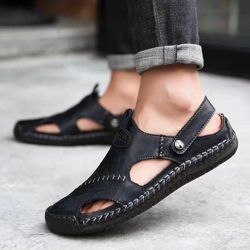 🔥Hot Sale🎁--50% OFF 🎉 Mens Casual Comfy Soft Sole Non-Slip Closed Toe Leather Sandals