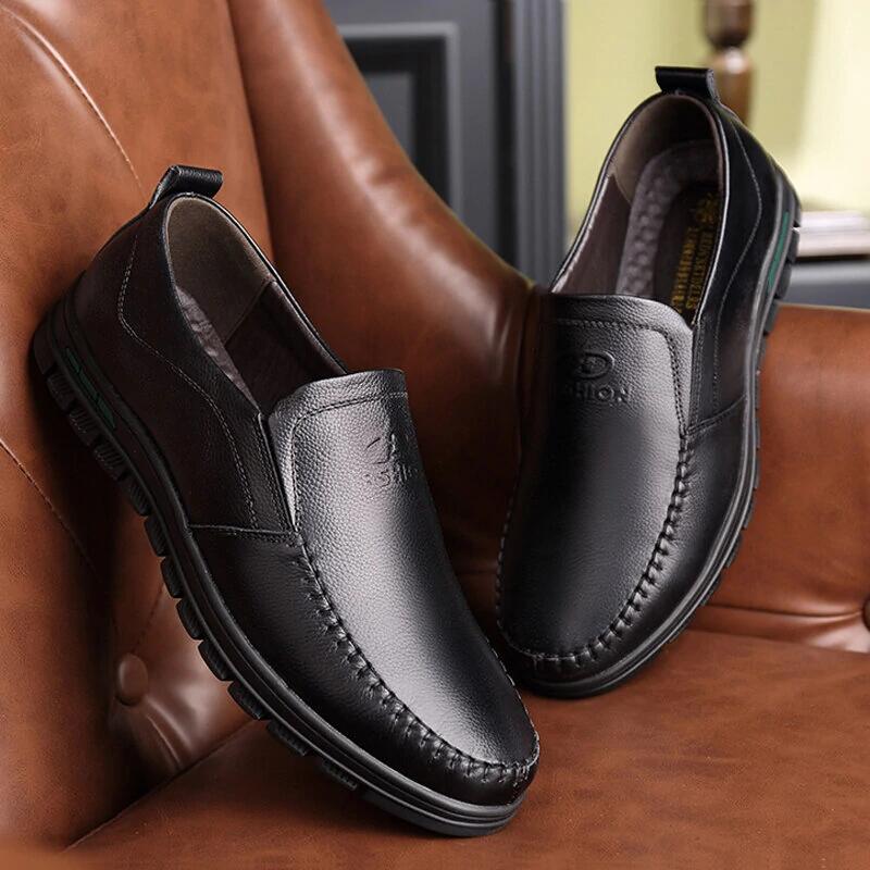 🔥Hot Sale🎁--40% OFF 🎉Mens Genuine Leather Soft Inslole Non Slip Casual Business Shoes