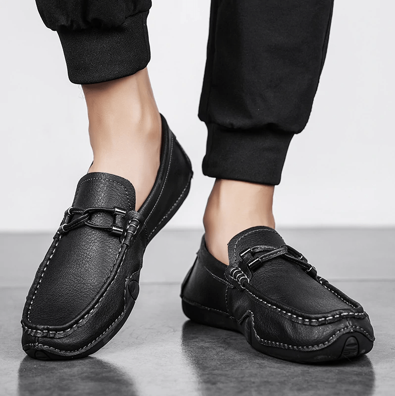 🔥Hot Sale🎁--50% OFF 🎉 Mens Genuine Leather Breathable Soft Sole Casual Slip On Loafers