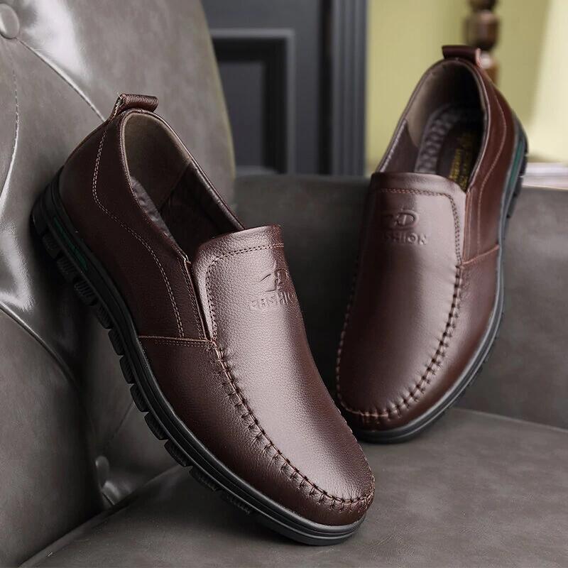 🔥Hot Sale🎁--40% OFF 🎉Mens Genuine Leather Soft Inslole Non Slip Casual Business Shoes