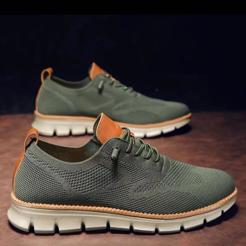 Men top design breathable leather mesh sneakers running shoes