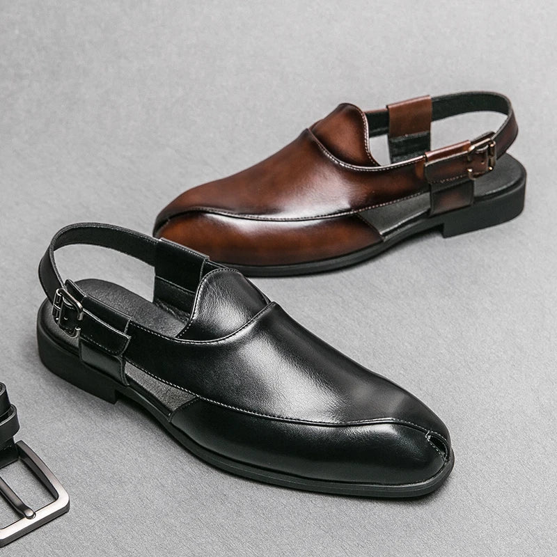 Designer's New Men's Genuine Leather Sandals Trend Men's Seaside Casual Shoes Indoor Outdoor Dual Use Sandal Flat Shoes Summer