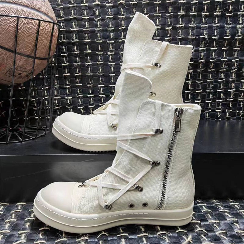 RO trendy shoes summer high top men and women street hip-hop shoes five-pointed star mesh rivet bottom niche design high top canvas shoes