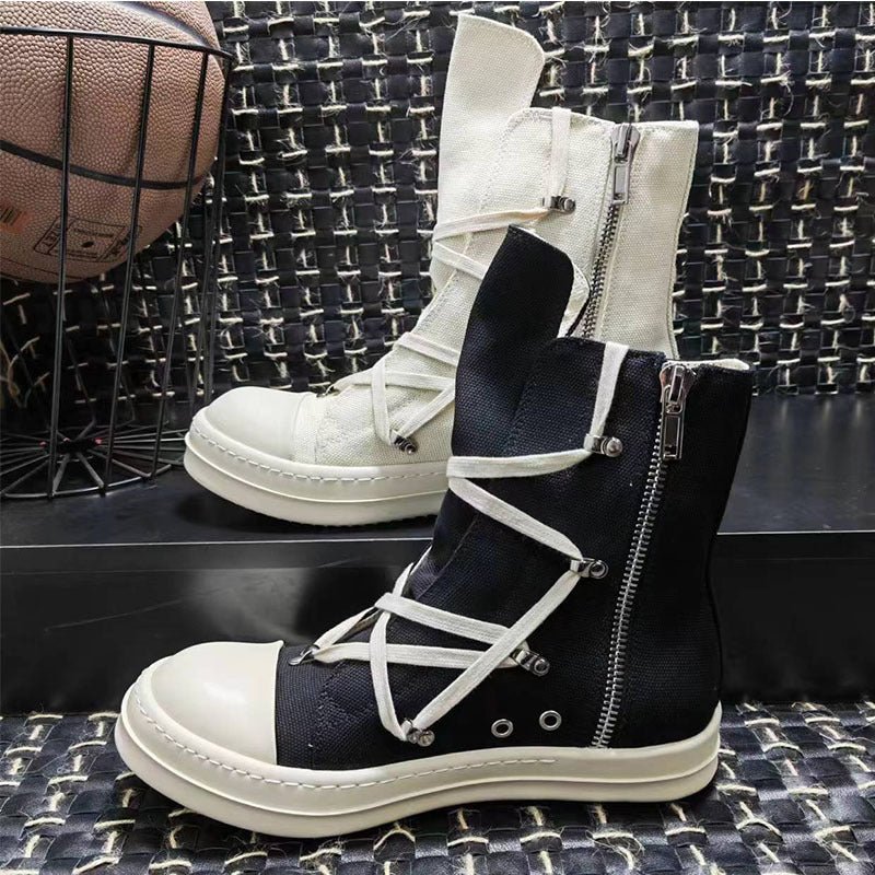 RO trendy shoes summer high top men and women street hip-hop shoes five-pointed star mesh rivet bottom niche design high top canvas shoes