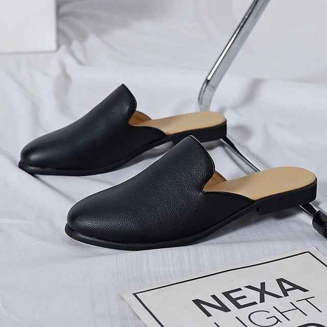 Luxury Tassel Men Slipper Summer Winter Mules Buckle Loafers Mens Leather Retro Flats Heels Party Slippers Slides Slip On Shoes