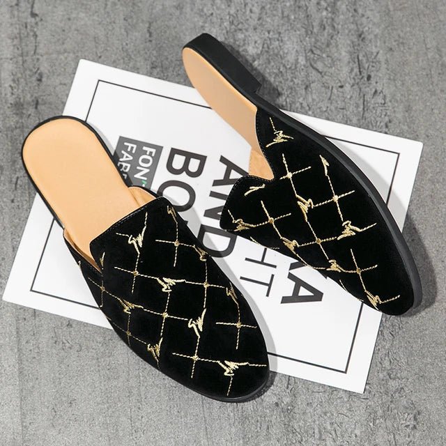Luxury Tassel Men Slipper Summer Winter Mules Buckle Loafers Mens Leather Retro Flats Heels Party Slippers Slides Slip On Shoes