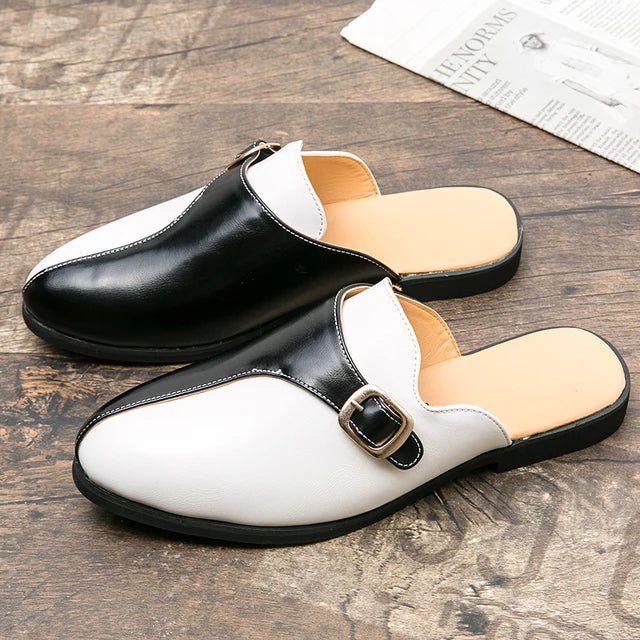Luxury Tassel Men Slipper Summer Winter Mules Buckle Loafers Mens Leather Retro Flats Heels Party Slippers Slides Slip On Shoes