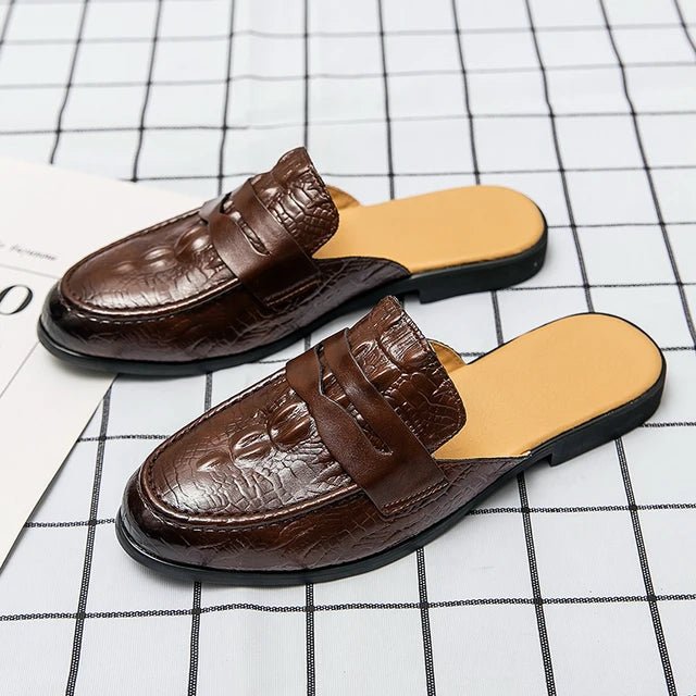 Luxury Tassel Men Slipper Summer Winter Mules Buckle Loafers Mens Leather Retro Flats Heels Party Slippers Slides Slip On Shoes
