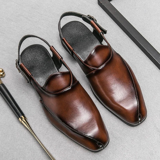 Designer's New Men's Genuine Leather Sandals Trend Men's Seaside Casual Shoes Indoor Outdoor Dual Use Sandal Flat Shoes Summer