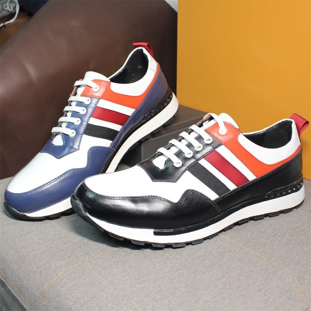 Men's stylish color matching lace-up leather shoes