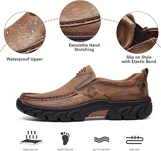 🔥Hot Sale🎁 - 40% OFF 🎉 Mens Waterproof Non Slip Casual Genuine Leather Loafers - oscloudgo